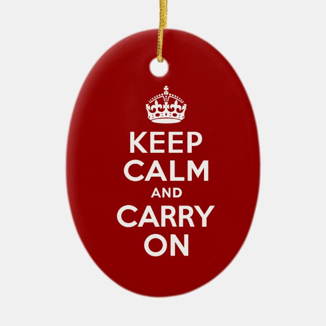Keep Calm and Carry On Ceramic Tree Decoration (Front)