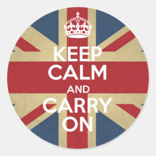 Keep Calm And Carry On Classic Round Sticker