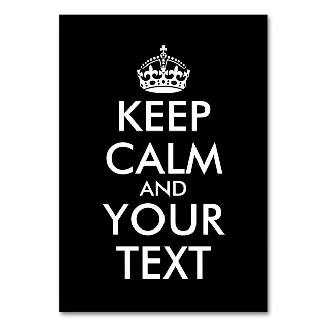 Keep Calm and Carry On - Create Your Own Table Number (Front)