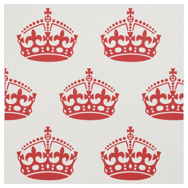 Keep Calm And Carry On Crown Pattern Fabric (Swatch)