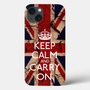 Keep Calm And Carry On Dirty Vintage UK iPhone 13 Case