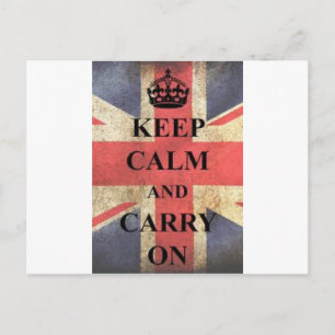keep calm and carry on england postcard