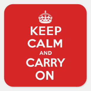 Keep Calm and Carry On English Crown Cool Red Square Sticker