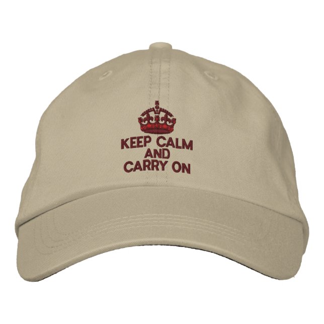 Keep Calm And Carry On Fashion Embroidered Hat (Front)