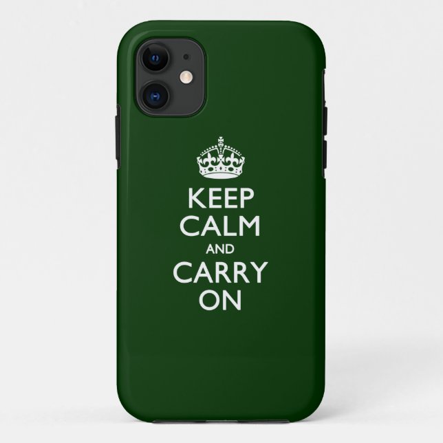 KEEP CALM AND CARRY ON Forest Green Case-Mate iPhone Case (Back)
