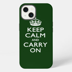KEEP CALM AND CARRY ON Forest Green iPhone Case