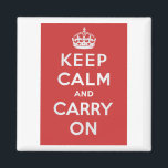 Keep Calm and Carry On Fridge Magnet<br><div class="desc">Keep Calm and Carry On is one of the most famous British poster slogans from the Second World War and is now enjoying a revival in these tough times. In bright red with white lettering and a regal crown, it makes a fun fridge magnet design. The magnet would make a...</div>