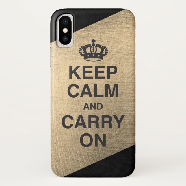 KEEP CALM AND CARRY ON / Gold Colour Block Case-Mate iPhone Case (Back)
