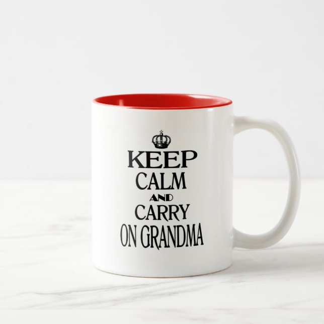 Keep Calm And Carry On Grandma Two-Tone Coffee Mug (Right)