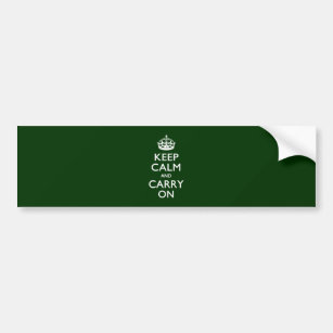 KEEP CALM AND CARRY ON Green Bumper Sticker