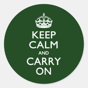 KEEP CALM AND CARRY ON Green Classic Round Sticker