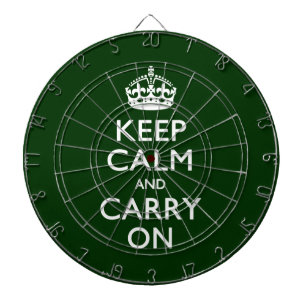 KEEP CALM AND CARRY ON Green Dartboard