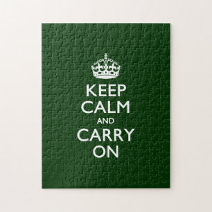 KEEP CALM AND CARRY ON Green Jigsaw Puzzle
