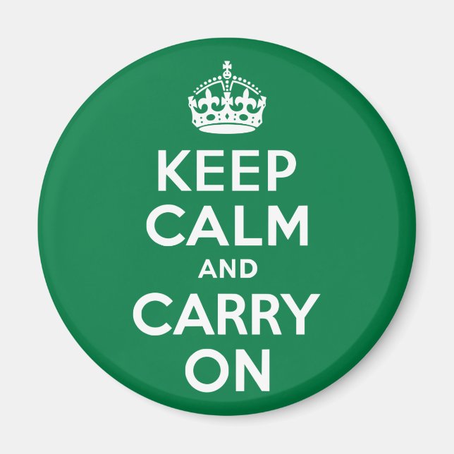 Keep Calm and Carry On Green Magnet (Front)