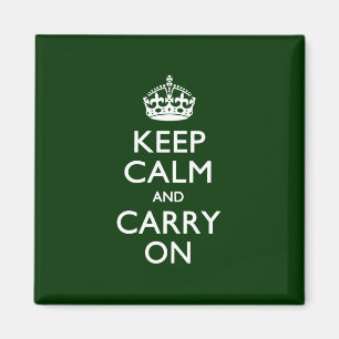 KEEP CALM AND CARRY ON Green Magnet