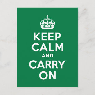 Keep Calm and Carry On Green Postcard