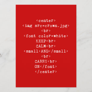 Keep Calm and Carry On html (in any colour) Invitation