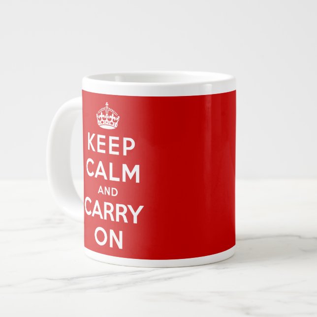 Keep Calm and Carry On Large Coffee Mug (Front Left)