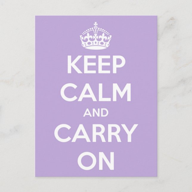 Keep Calm and Carry On Lavender Postcard (Front)