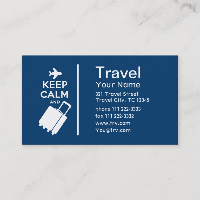 Keep Calm and Carry on Luggage Business Card (Front)