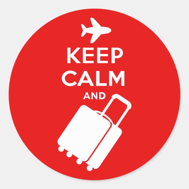 Keep Calm and Carry on Luggage Classic Round Sticker (Front)
