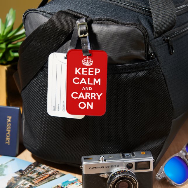 Keep Calm and Carry On Luggage Tag (Front & Back)