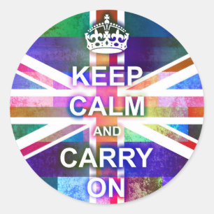 Keep Calm and Carry On Modern Design Classic Round Sticker