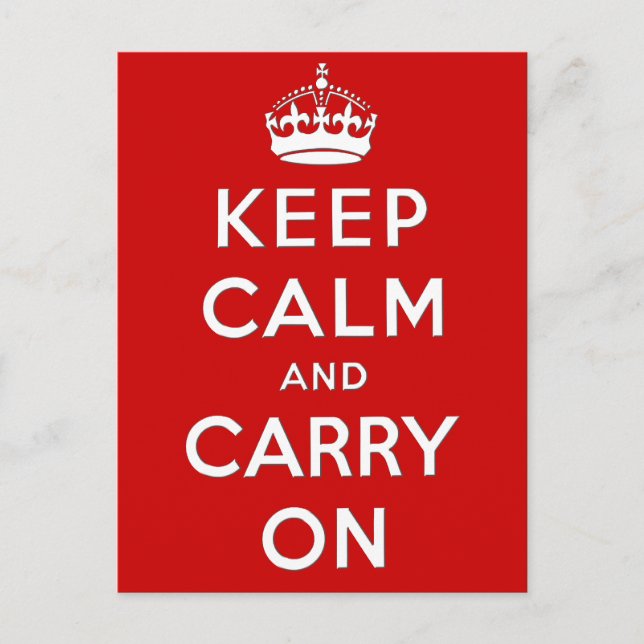 Keep Calm and Carry On Motivational Postcard (Front)