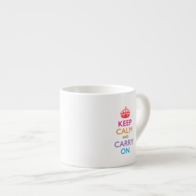KEEP CALM AND CARRY ON Multicolored Espresso Cup (Front Right)