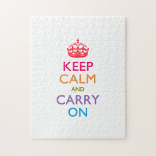 KEEP CALM AND CARRY ON Multicolored Jigsaw Puzzle