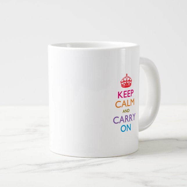 KEEP CALM AND CARRY ON Multicolored Large Coffee Mug (Front Right)