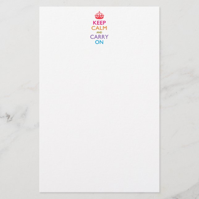 KEEP CALM AND CARRY ON Multicolored Stationery (Front)