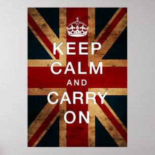 "Keep Calm and Carry On" on Union Jack Poster