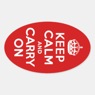 Keep Calm and Carry On Oval Stickers