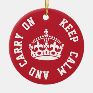Keep Calm and Carry On - Personalised TEXT Ceramic Ornament