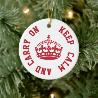 Keep Calm and Carry On - Personalised TEXT Ceramic Ornament