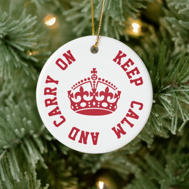 Keep Calm and Carry On - Personalised TEXT Ceramic Ornament (Tree)