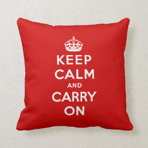 Keep Calm and Carry On Pillow - Red