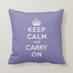 keep calm and carry on -  Purple and white Cushion