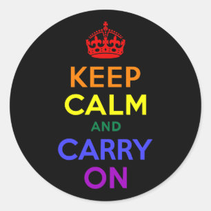 Keep Calm and Carry On Rainbow Classic Round Sticker