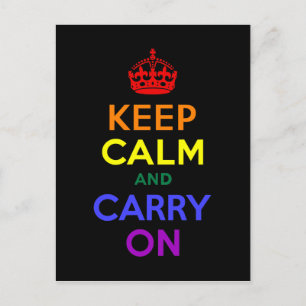 Keep Calm and Carry On Rainbow Postcard