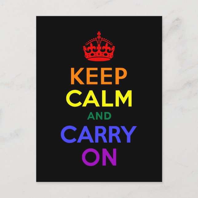 Keep Calm and Carry On Rainbow Postcard (Front)