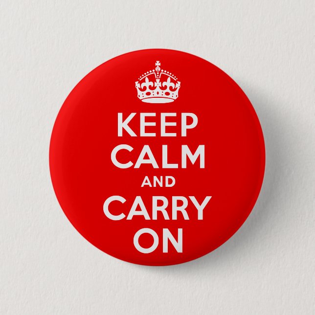 Keep Calm and Carry On Red 6 Cm Round Badge (Front)