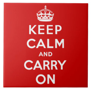 Keep Calm and Carry On (Red Design) Ceramic Tile