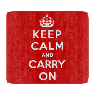 Keep Calm and Carry On (Red Design) Cutting Board