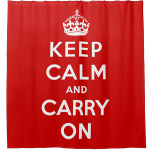 Keep Calm and Carry On (Red Design) Shower Curtain