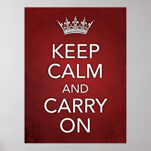 Keep Calm and Carry On Red Grunge Print