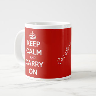 Keep Calm and Carry On Red Jumbo Personalised Mug