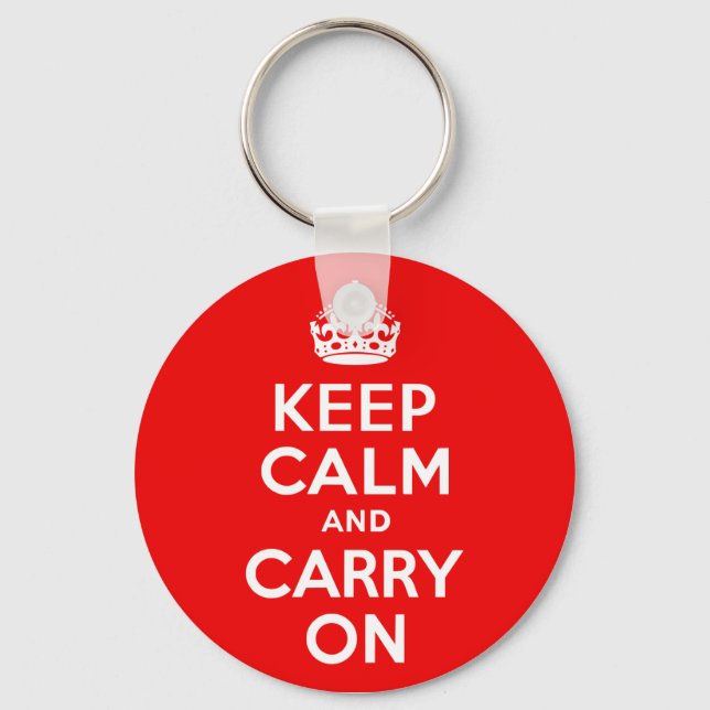 Keep Calm and Carry On Red Key Ring (Front)