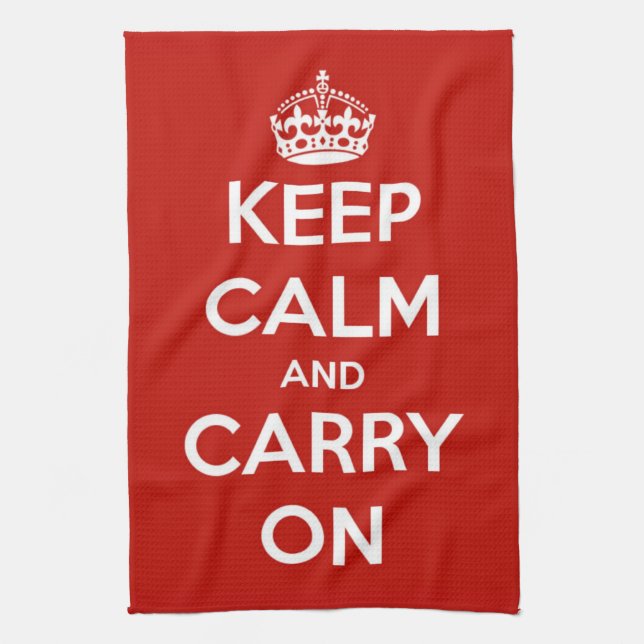 Keep Calm and Carry On Red Kitchen Towel (Vertical)
